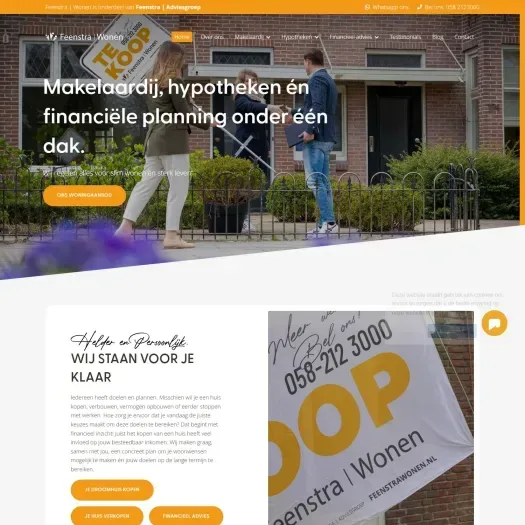 Screenshot van de website van www.feenstrawonen.nl