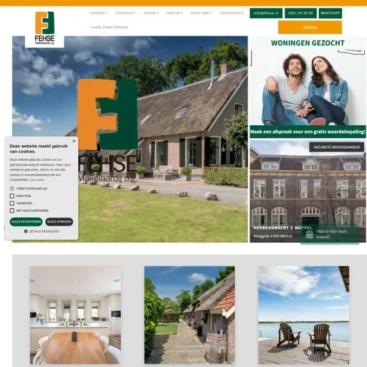 Screenshot van de website van www.fehse.nl