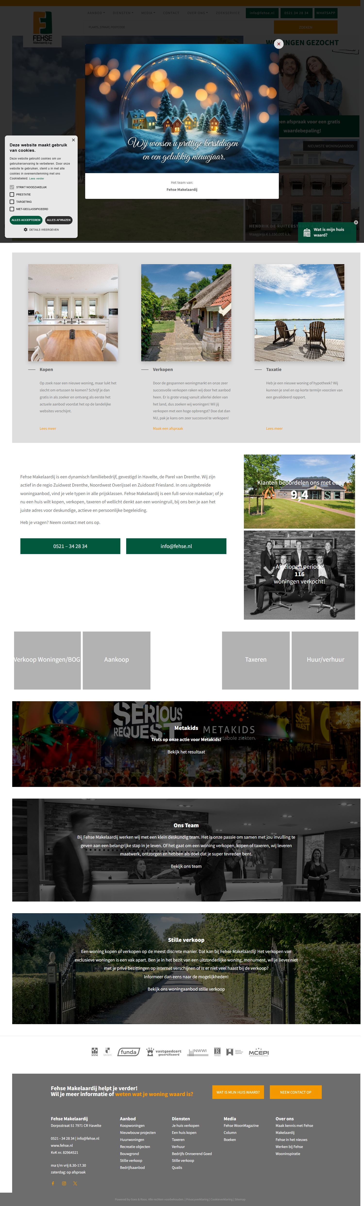 Screenshot van de website van www.fehse.nl