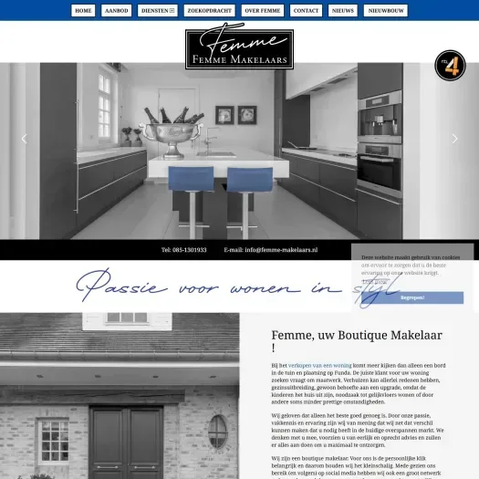 Screenshot der Website von www.femme-makelaars.nl