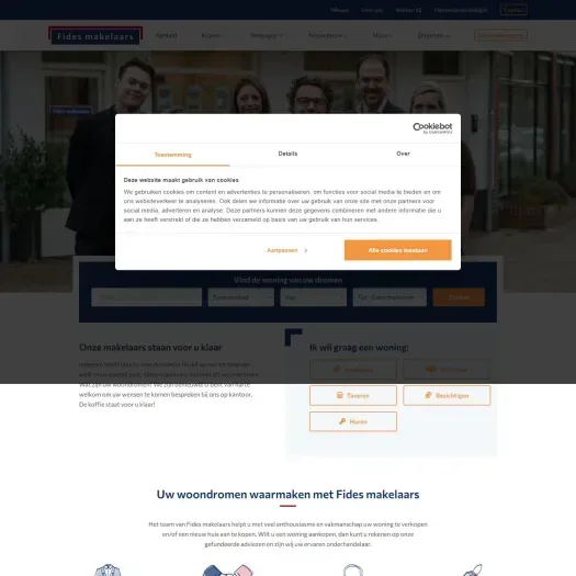 Screenshot of the website of www.fidesmakelaarsleiden.nl