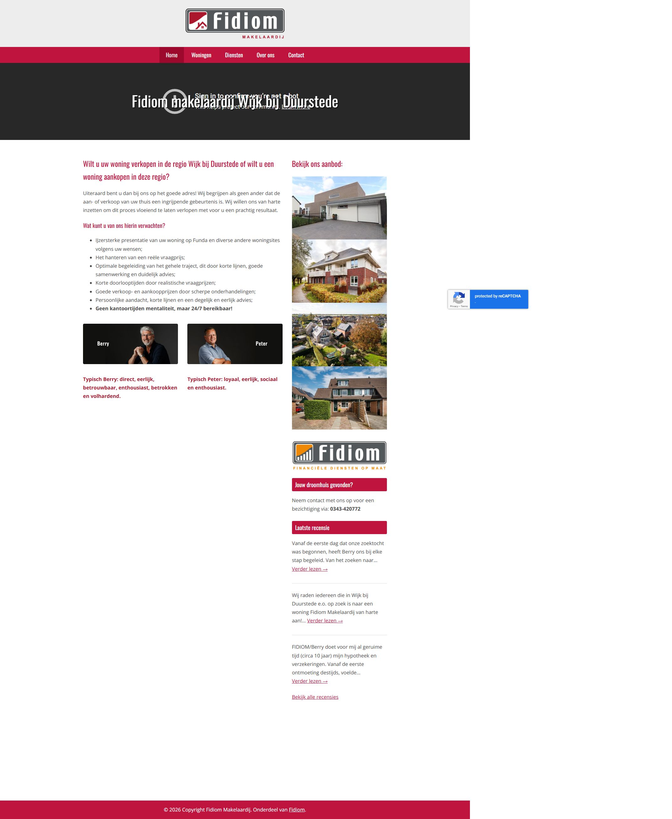 Screenshot van de website van www.fidiommakelaardij.nl