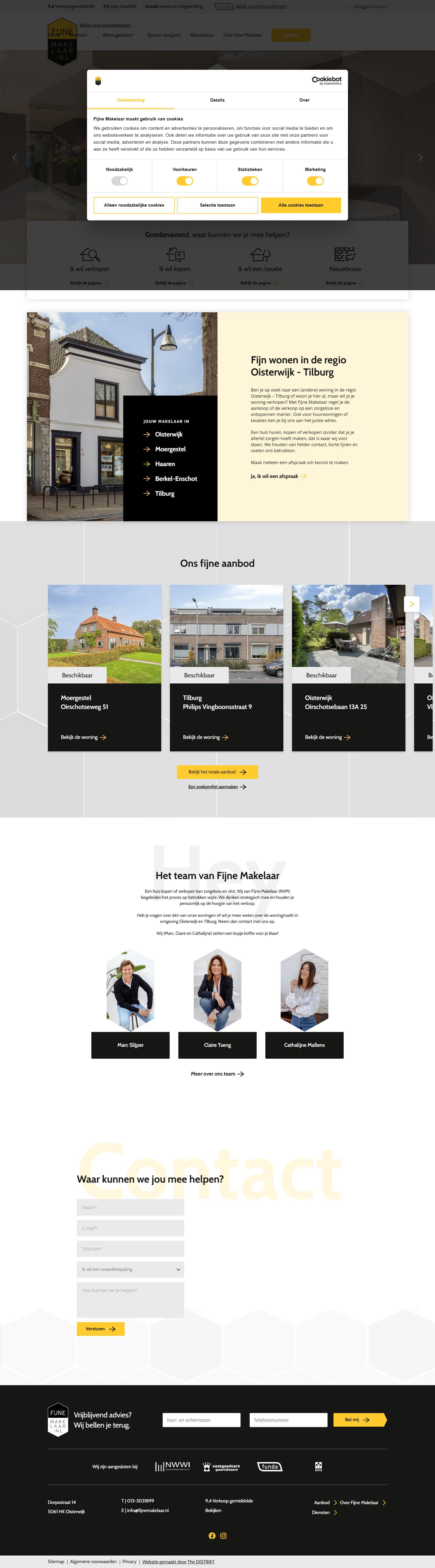 Screenshot van de website van www.fijnemakelaar.nl