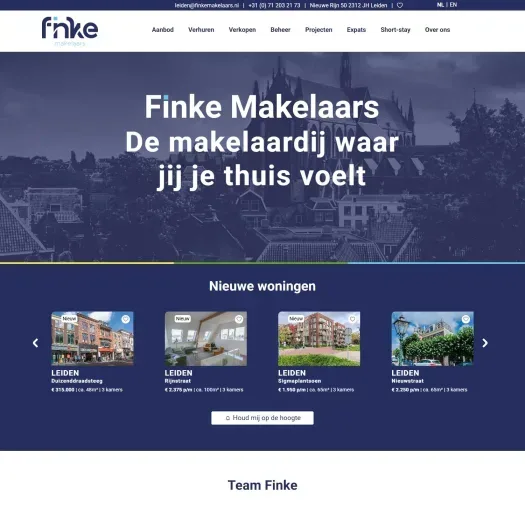 Screenshot van de website van www.finkemakelaars.nl