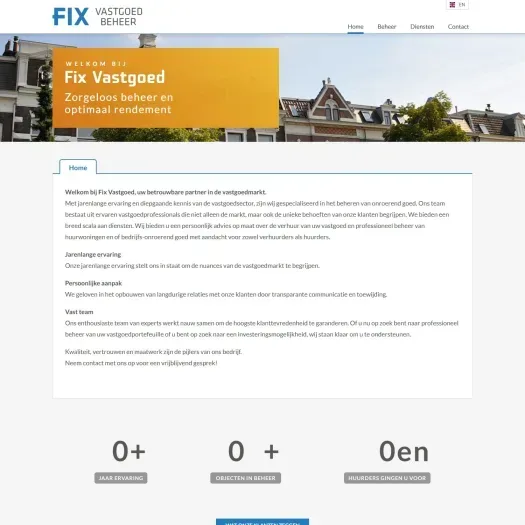 Screenshot van de website van www.fixvastgoed.nl