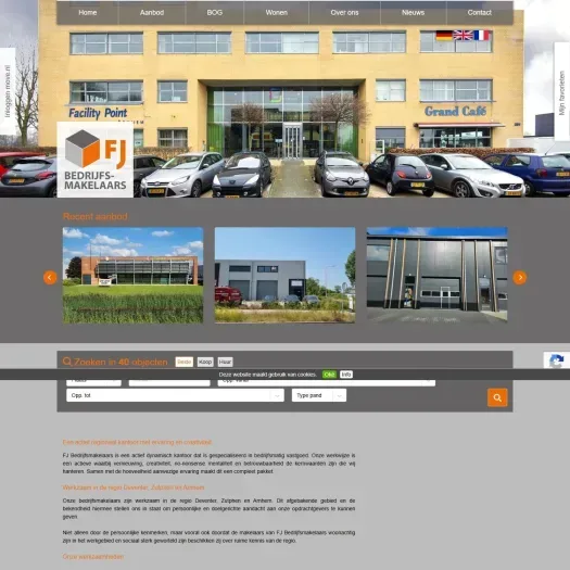 Screenshot of the website of www.fjbedrijfsmakelaars.nl