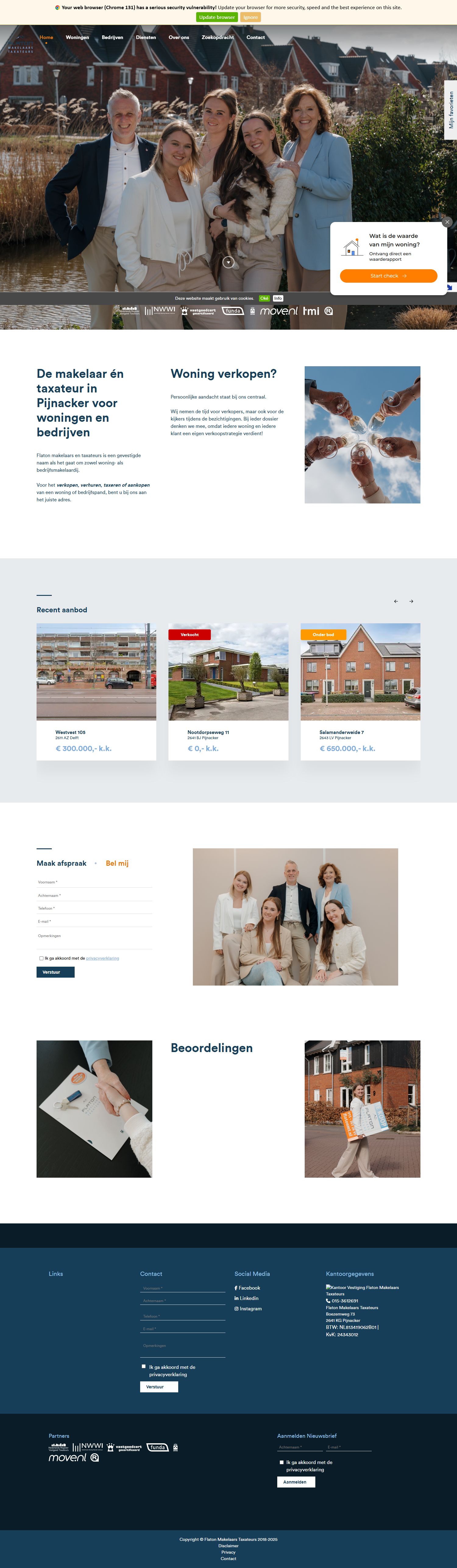 Screenshot van de website van www.flatonmt.nl