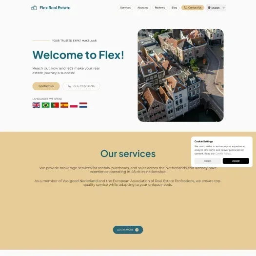 Capture d'écran du site web de www.flex-realestate.nl