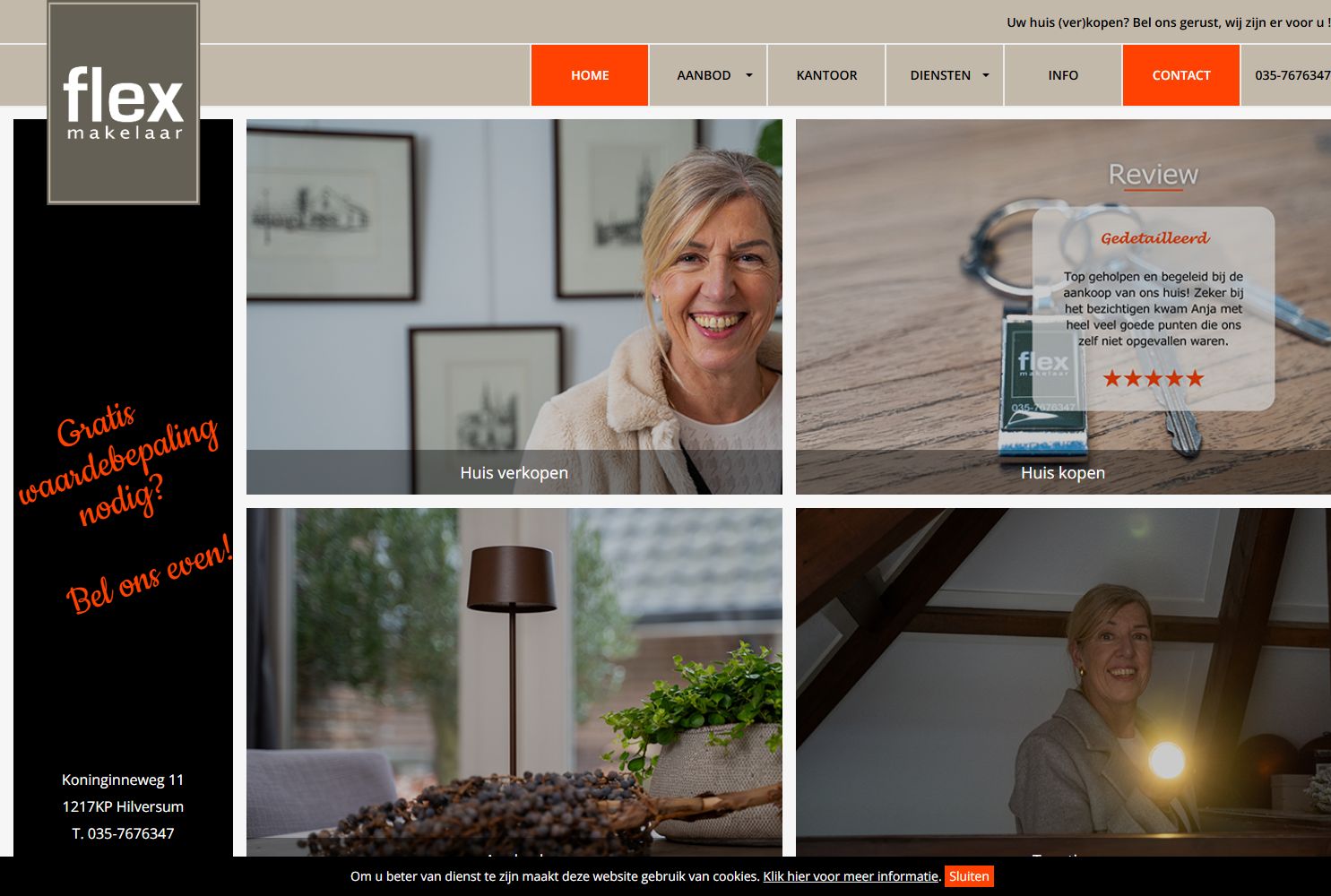 Screenshot van de website van www.flexmakelaar.nl