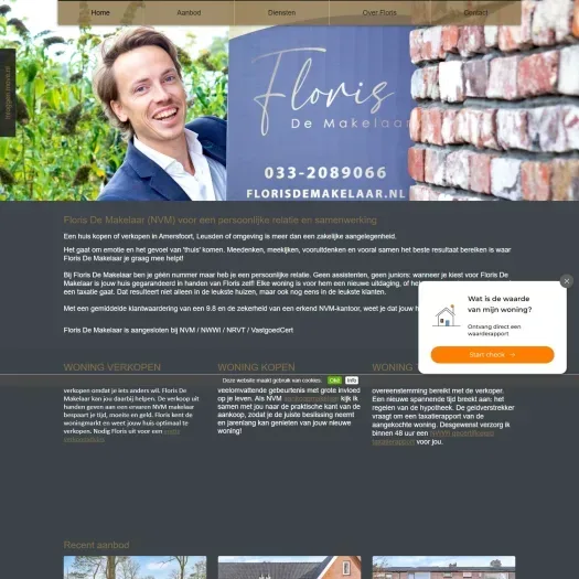 Screenshot of the website of www.florisdemakelaar.nl