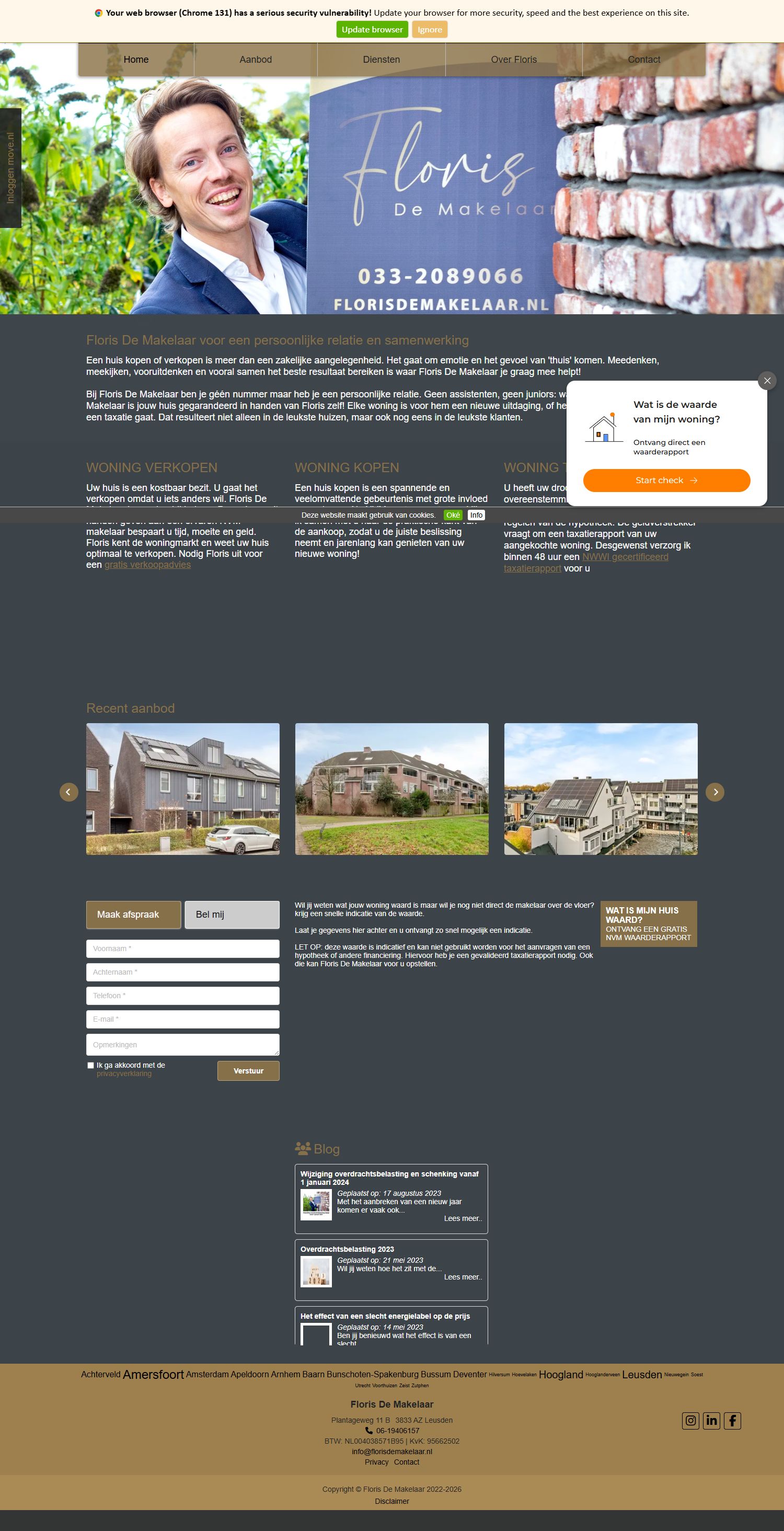 Screenshot van de website van www.florisdemakelaar.nl