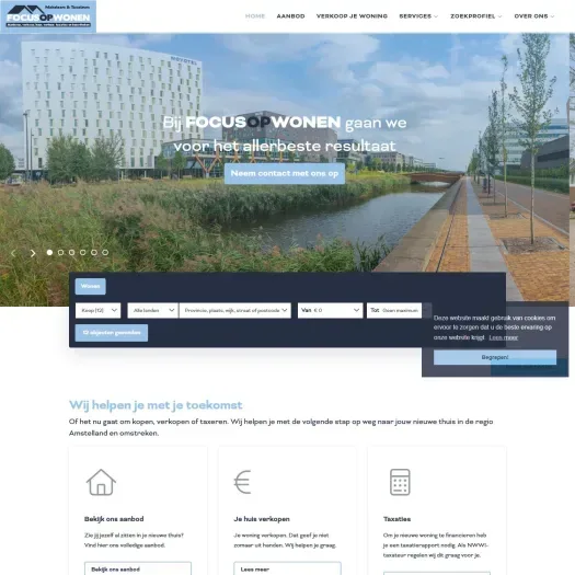 Screenshot of the website of www.focusopwonen.com