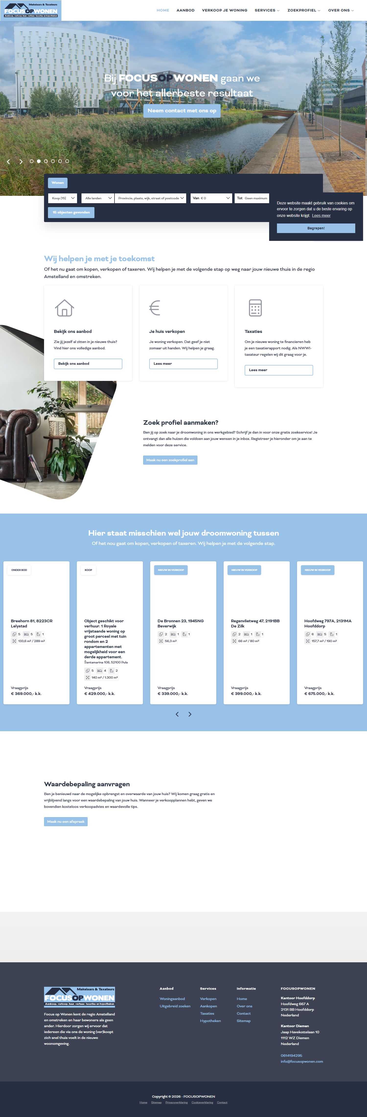 Screenshot van de website van www.focusopwonen.com