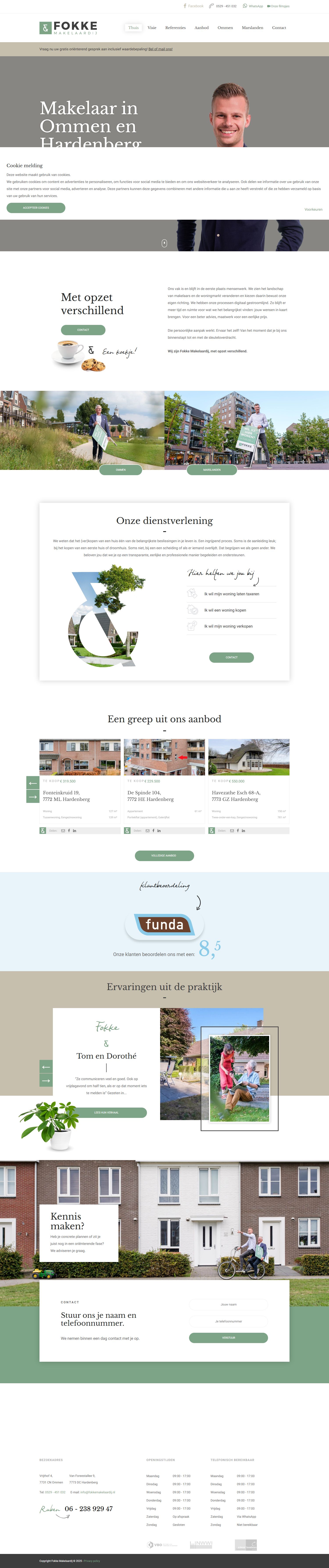 Screenshot van de website van www.fokkemakelaardij.nl