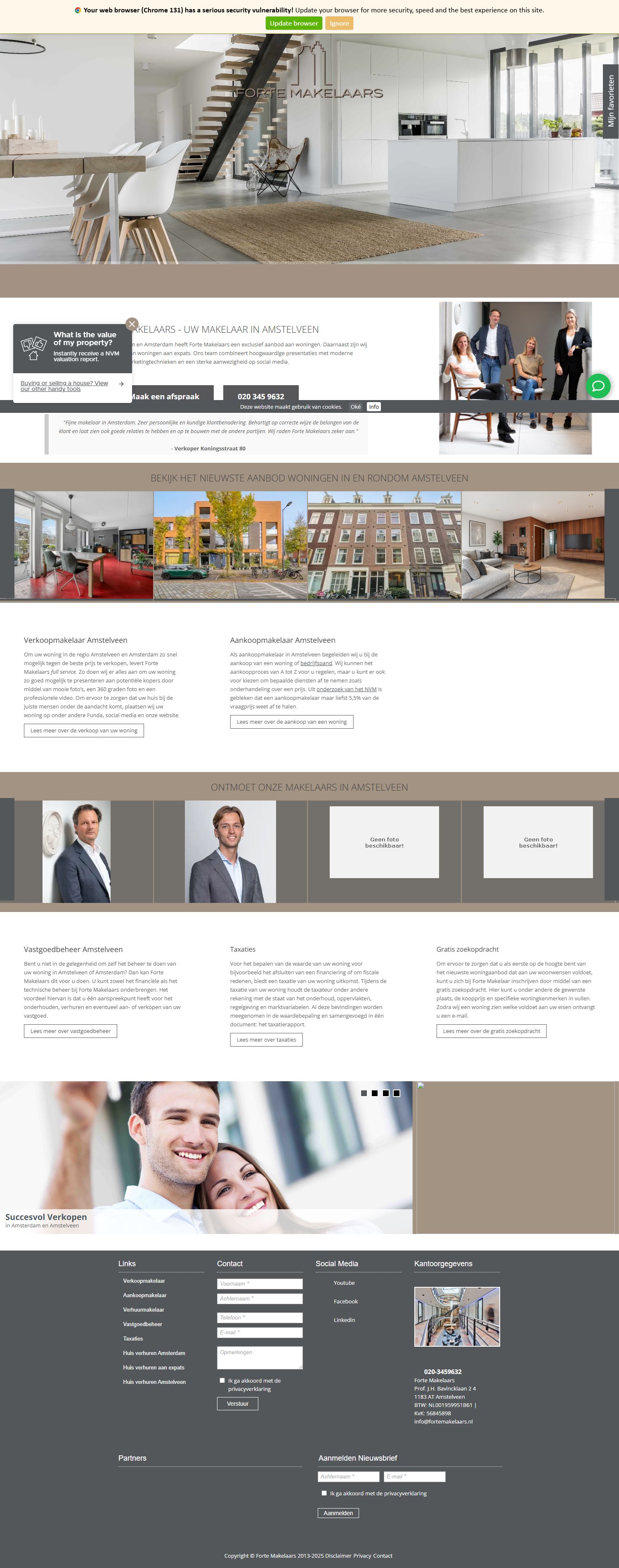 Screenshot van de website van www.fortemakelaars.nl