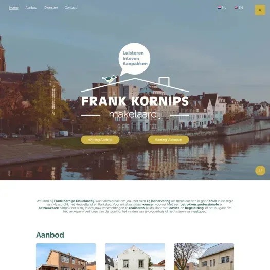 Screenshot der Website von www.frankkornipsmakelaardij.nl