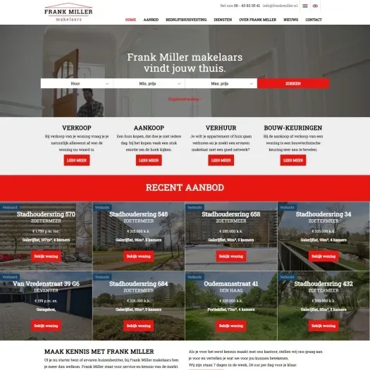 Screenshot van de website van www.frankmiller.nl