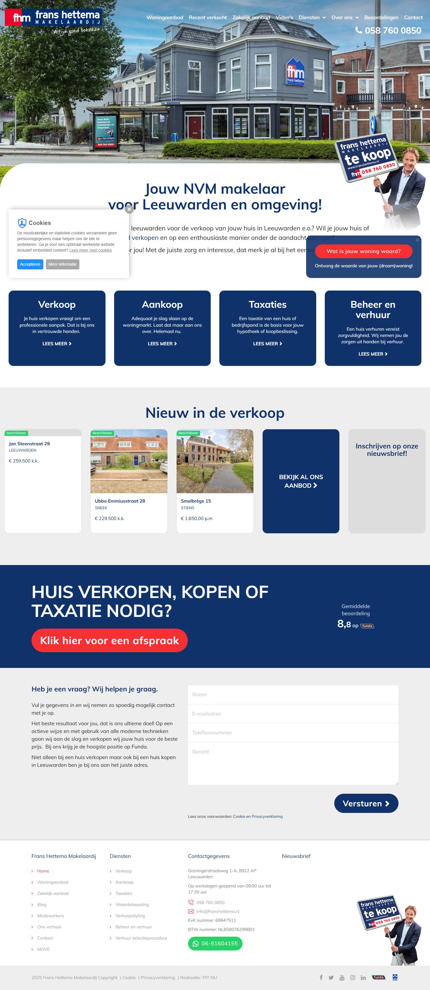 Screenshot van de website van www.franshettema.nl