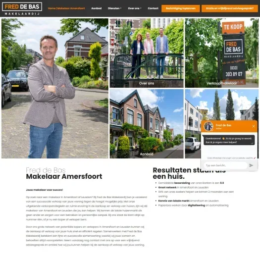 Screenshot van de website van www.freddebas.nl