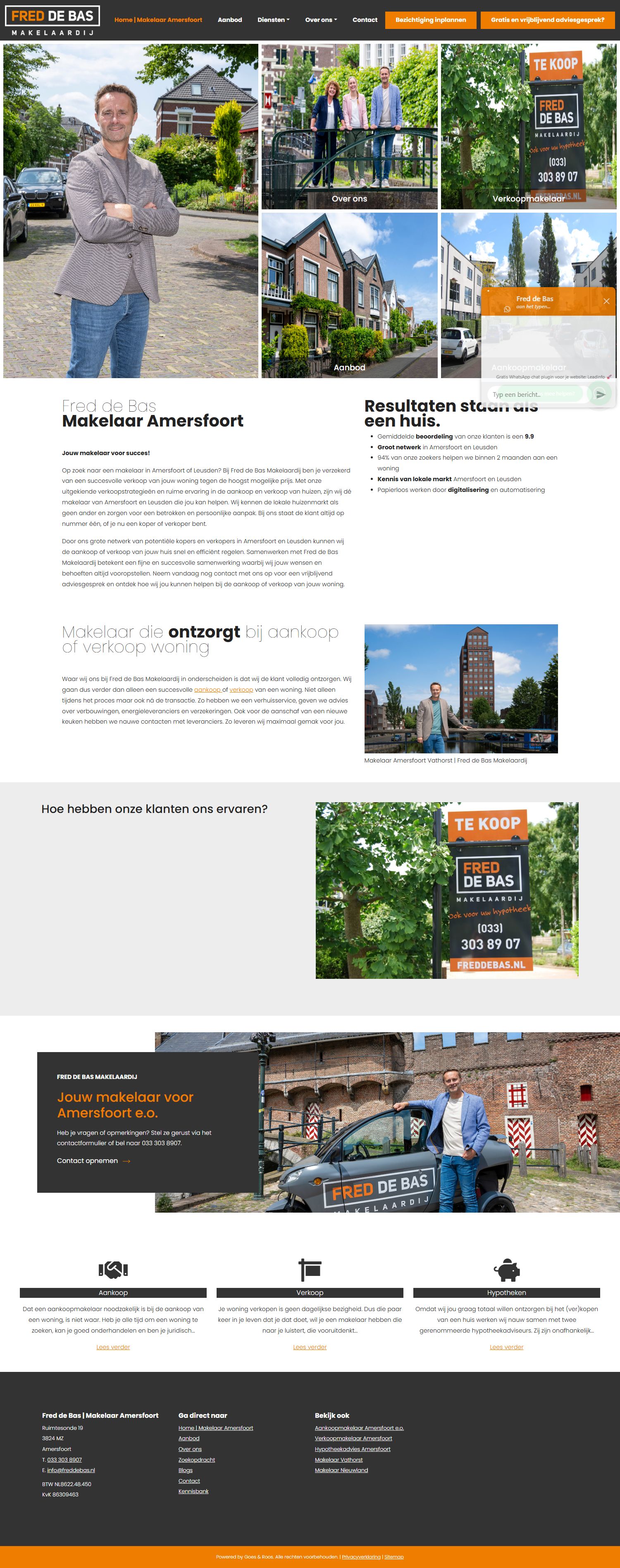 Screenshot van de website van www.freddebas.nl