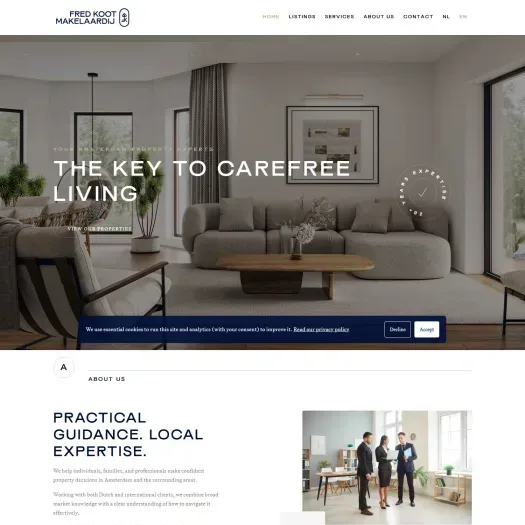 Screenshot of the website of www.fredkootmakelaardij.nl