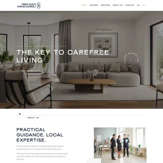 Capture d'écran du site web de www.fredkootmakelaardij.nl