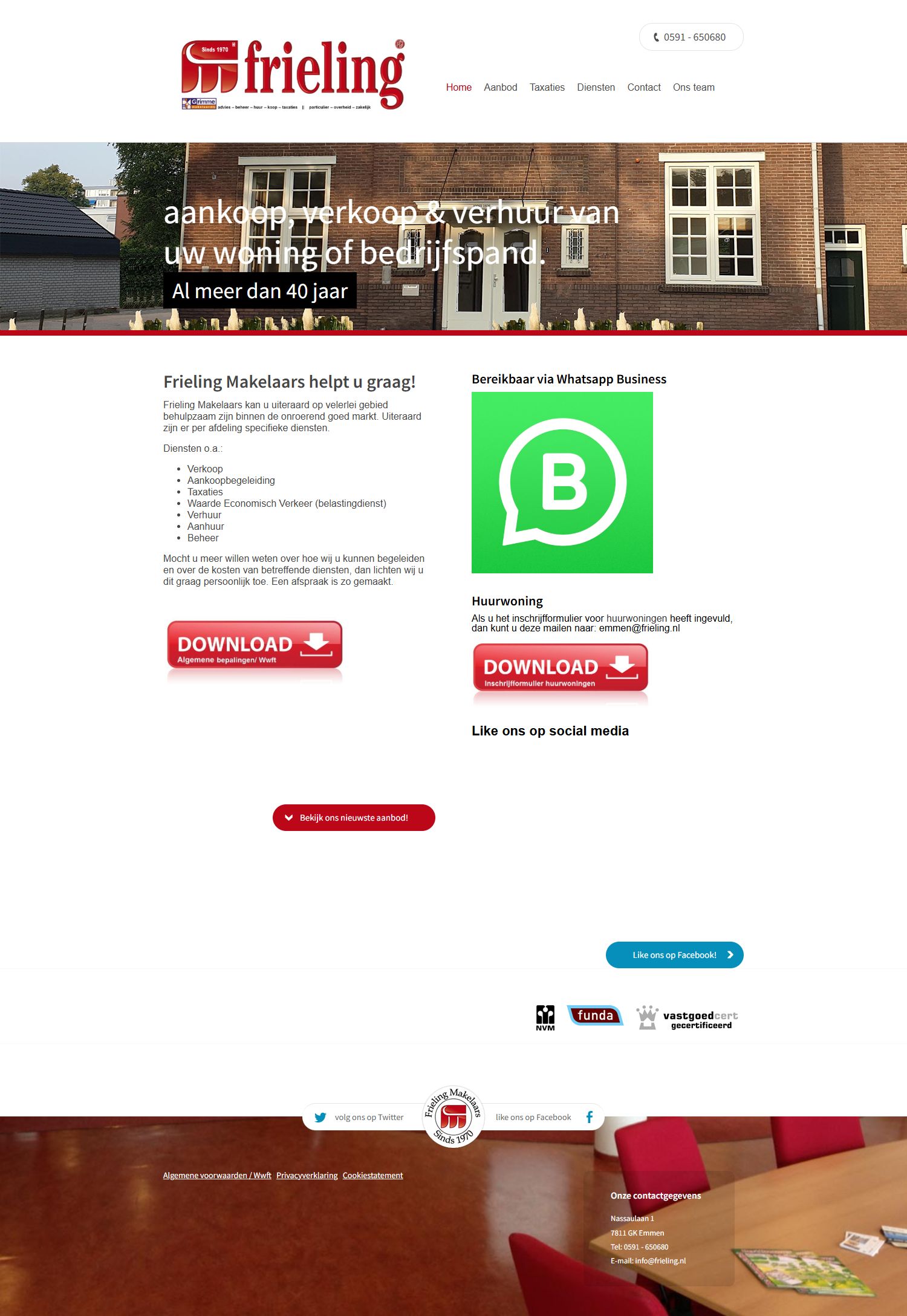 Screenshot van de website van www.frieling.nl
