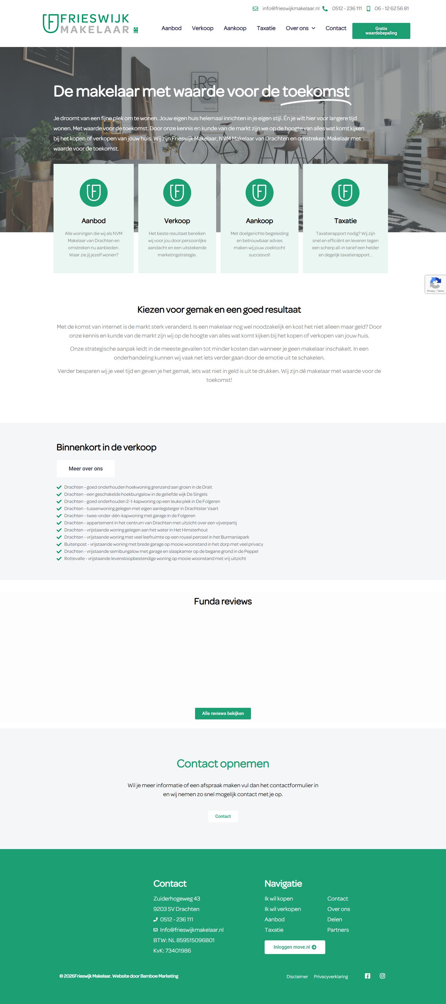 Screenshot van de website van www.frieswijkmakelaar.nl