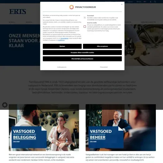 Screenshot van de website van www.fris.nl