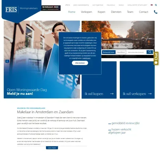 Screenshot van de website van www.friswonen.nl
