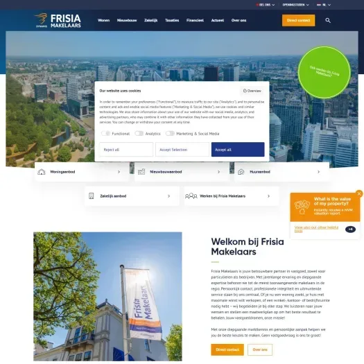 Screenshot of the website of www.frisiamakelaars.nl