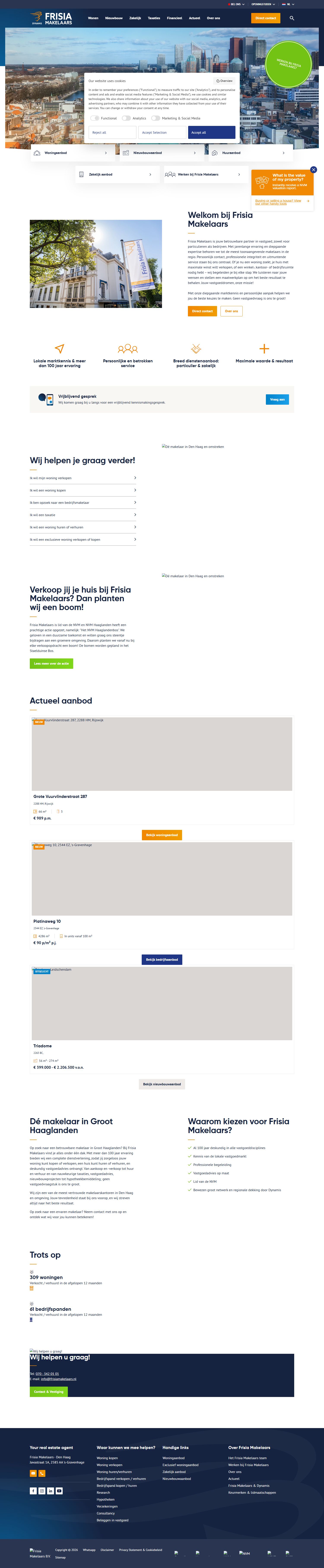 Screenshot van de website van www.frisiamakelaars.nl