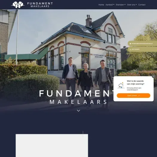 Screenshot of the website of www.fundamentmakelaars.nl