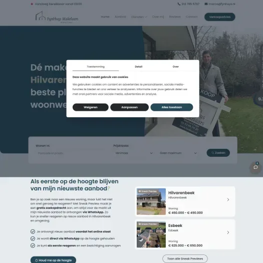 Screenshot van de website van www.fynhuys.nl