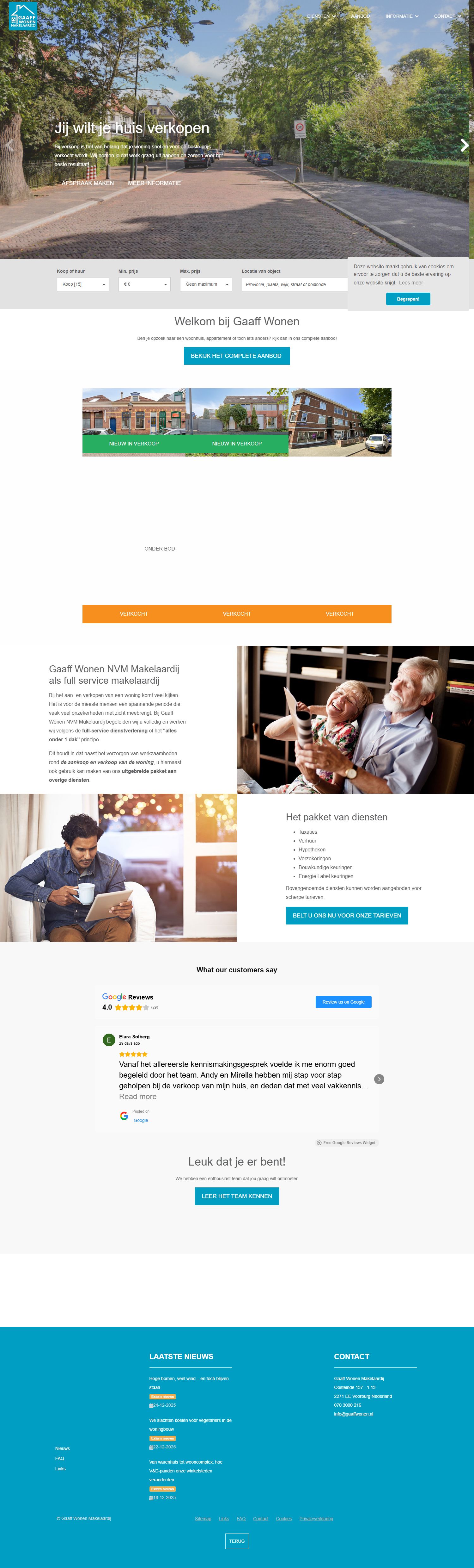 Screenshot van de website van www.gaaffwonen.nl