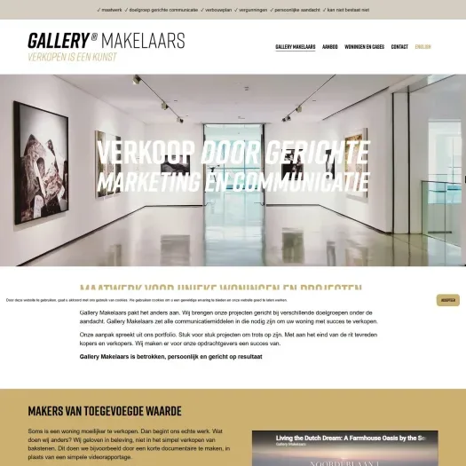 Screenshot van de website van gallerymakelaars.nl