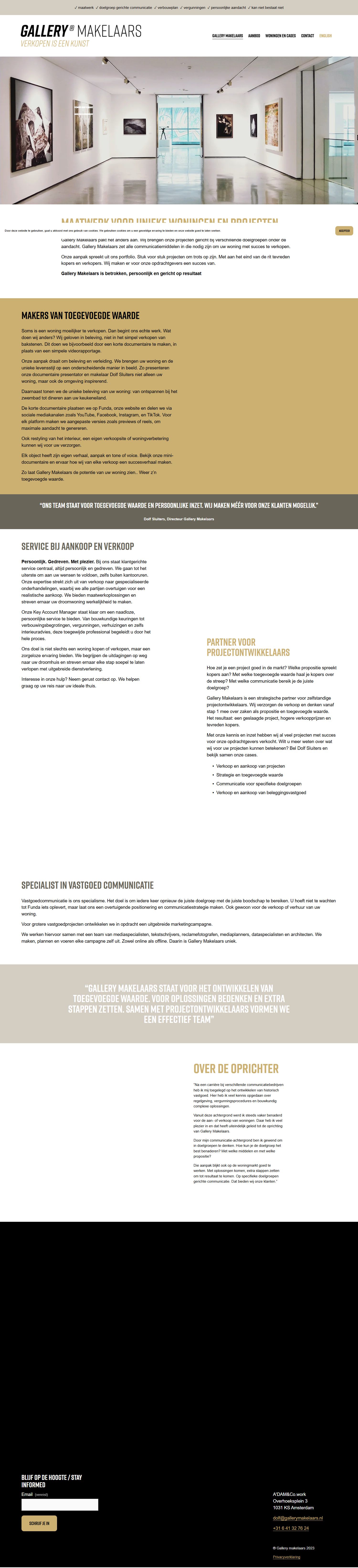 Screenshot van de website van gallerymakelaars.nl