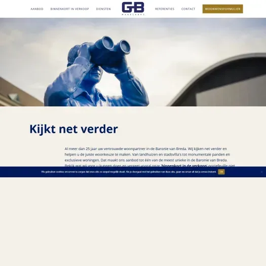 Screenshot van de website van www.gbmakelaars.nl