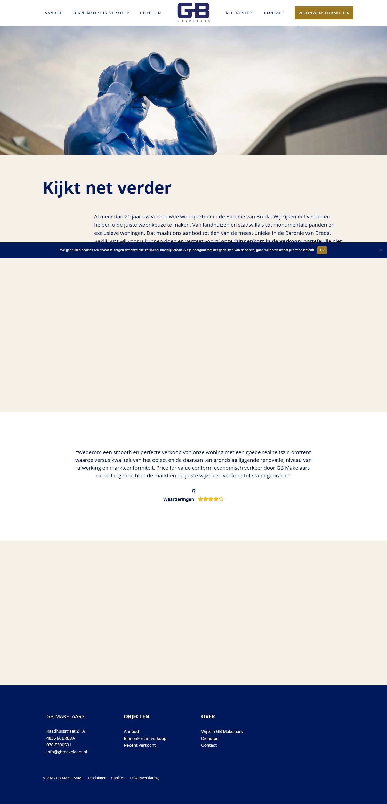 Screenshot van de website van www.gbmakelaars.nl