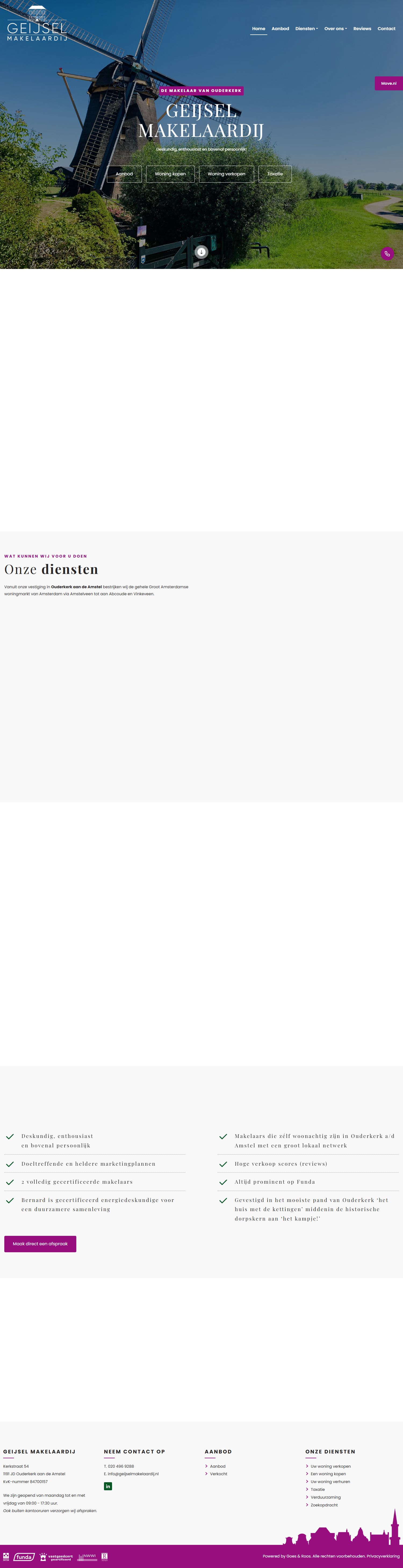 Screenshot van de website van www.geijselmakelaardij.nl