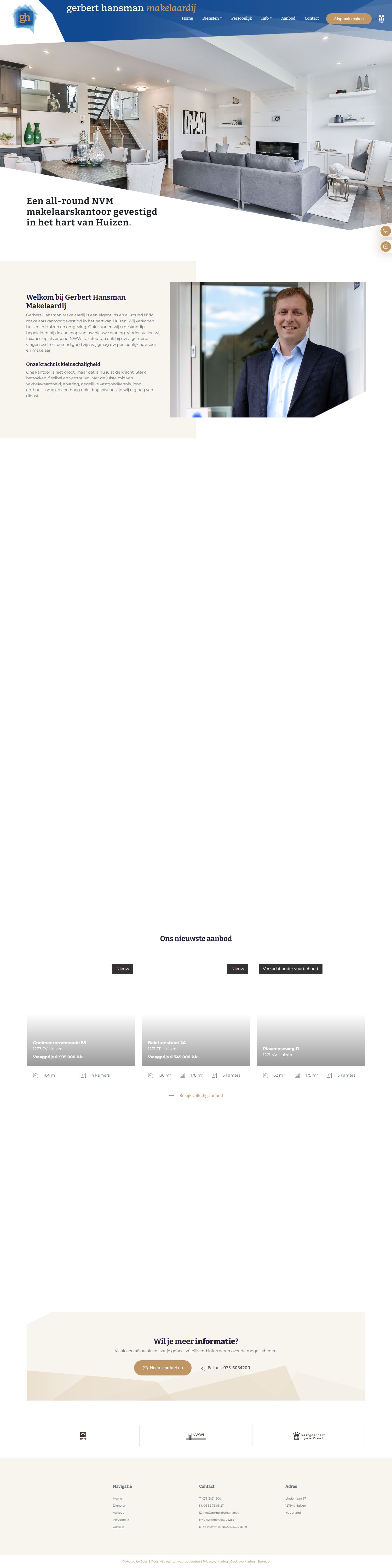 Screenshot van de website van www.gerberthansman.nl