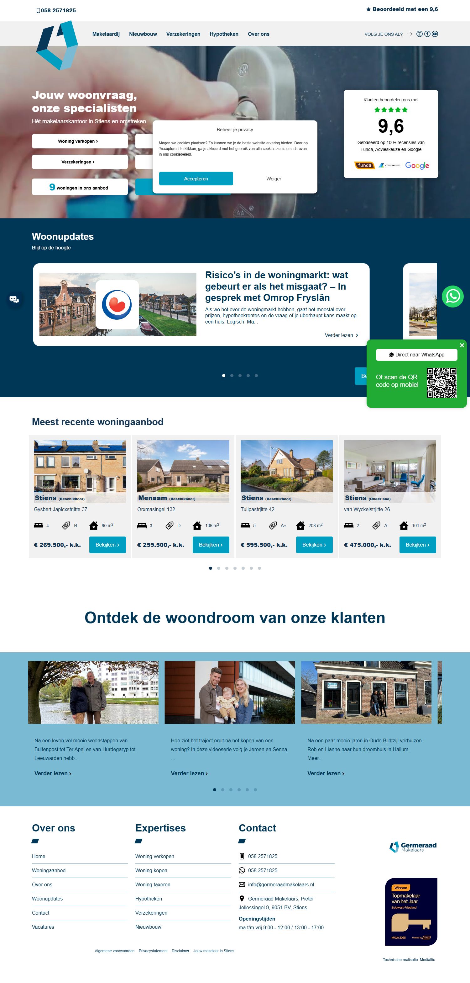 Screenshot van de website van www.germeraadmakelaars.nl