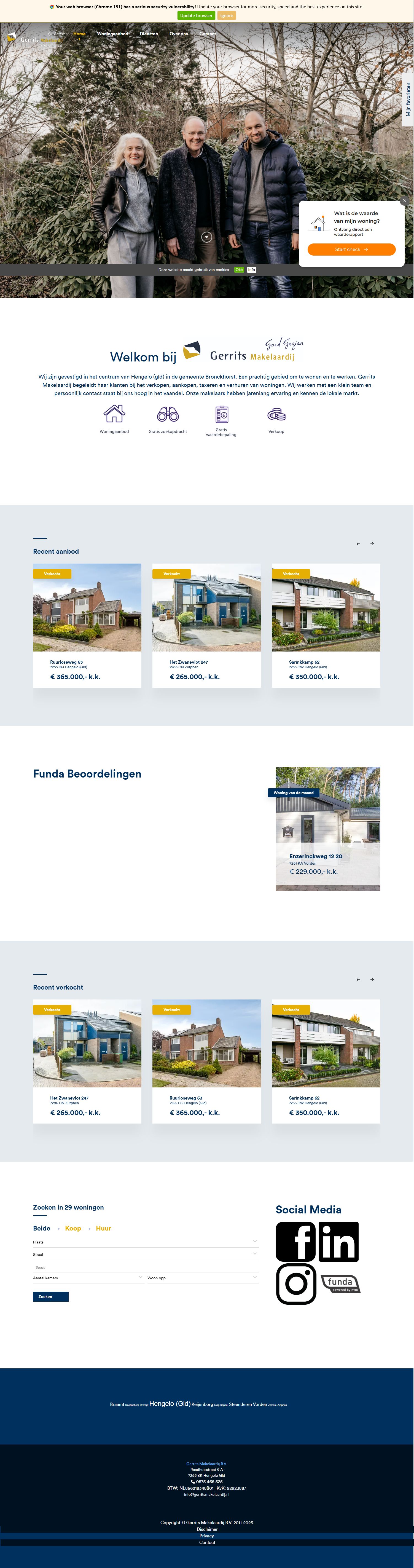 Screenshot van de website van www.gerritsmakelaardij.nl