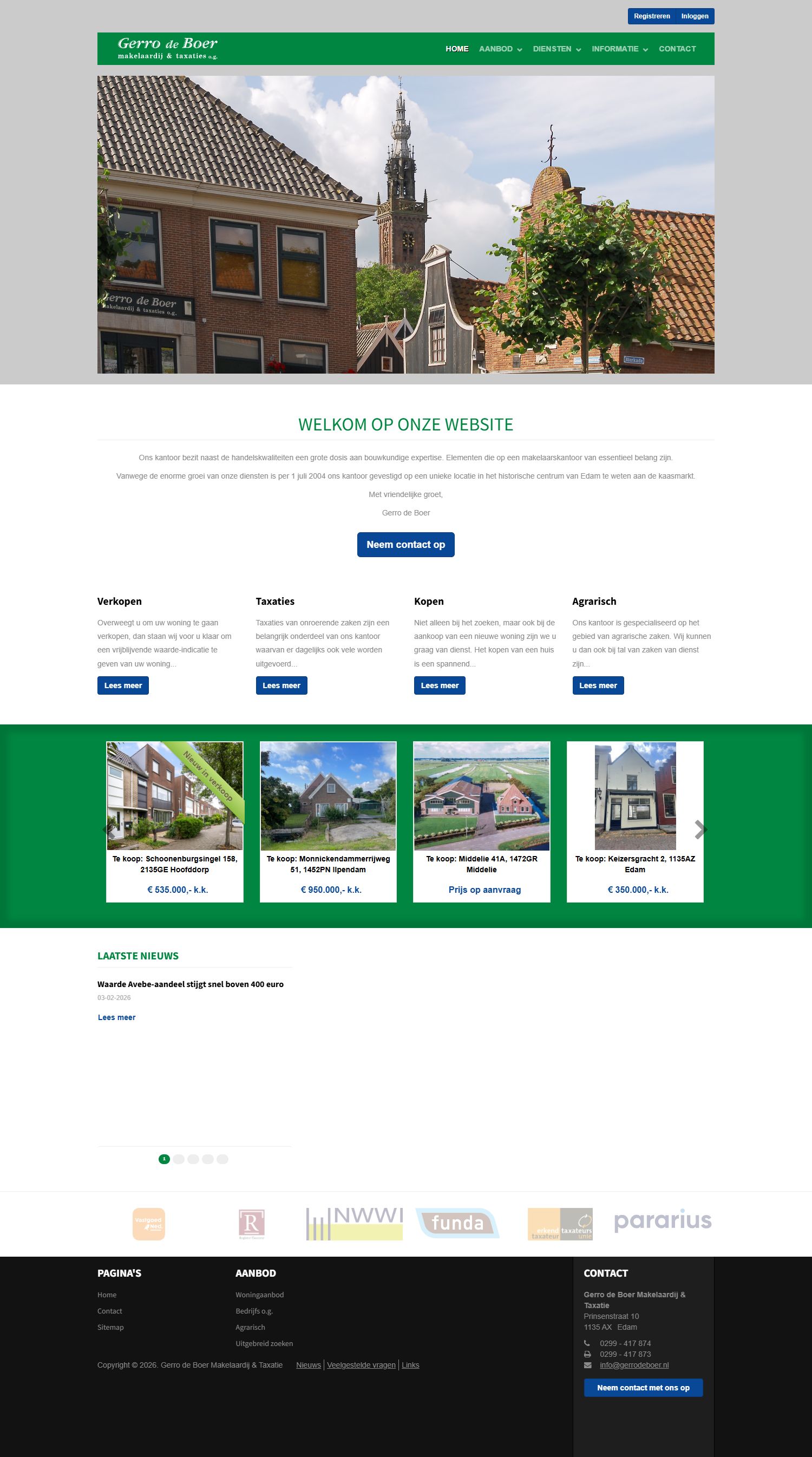 Screenshot van de website van www.gerrodeboer.nl