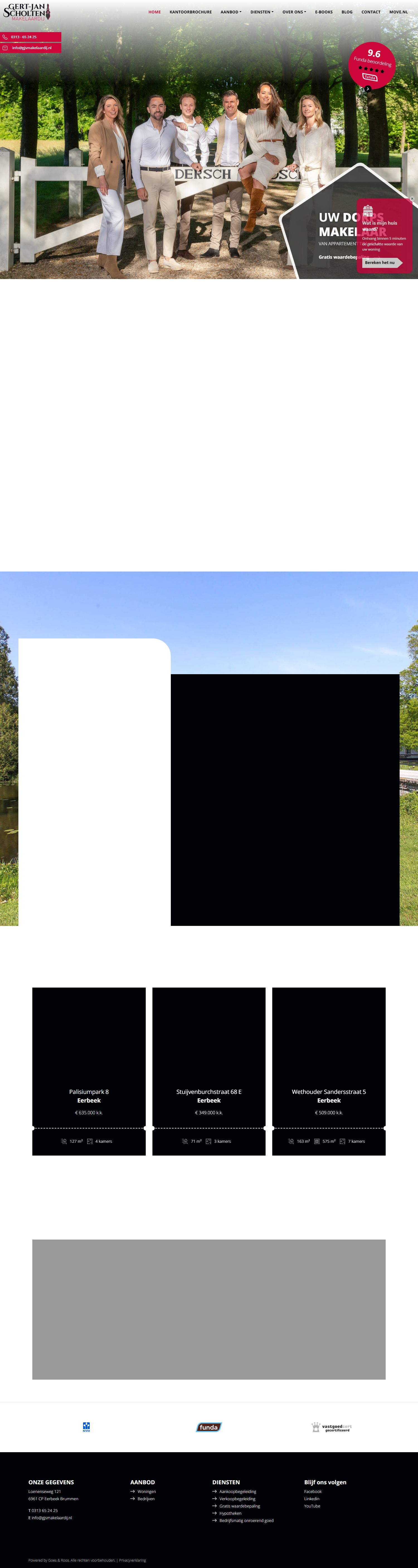 Screenshot van de website van www.gjsmakelaardij.nl