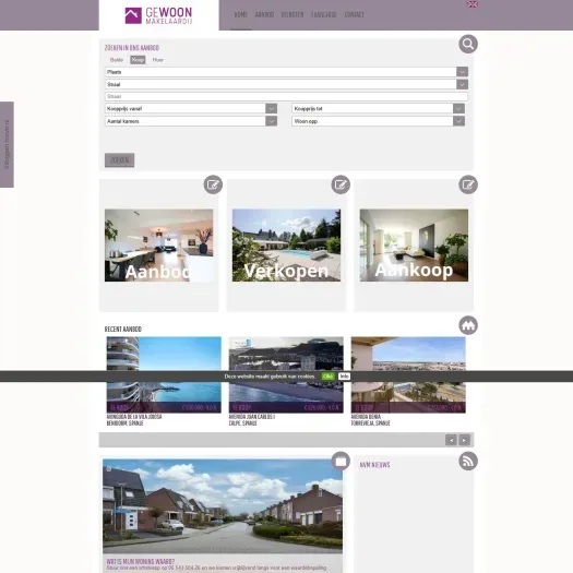 Screenshot van de website van www.gewoonmakelaardij.nl