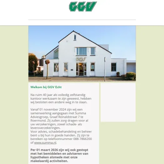 Screenshot der Website von www.ggv-echt.nl