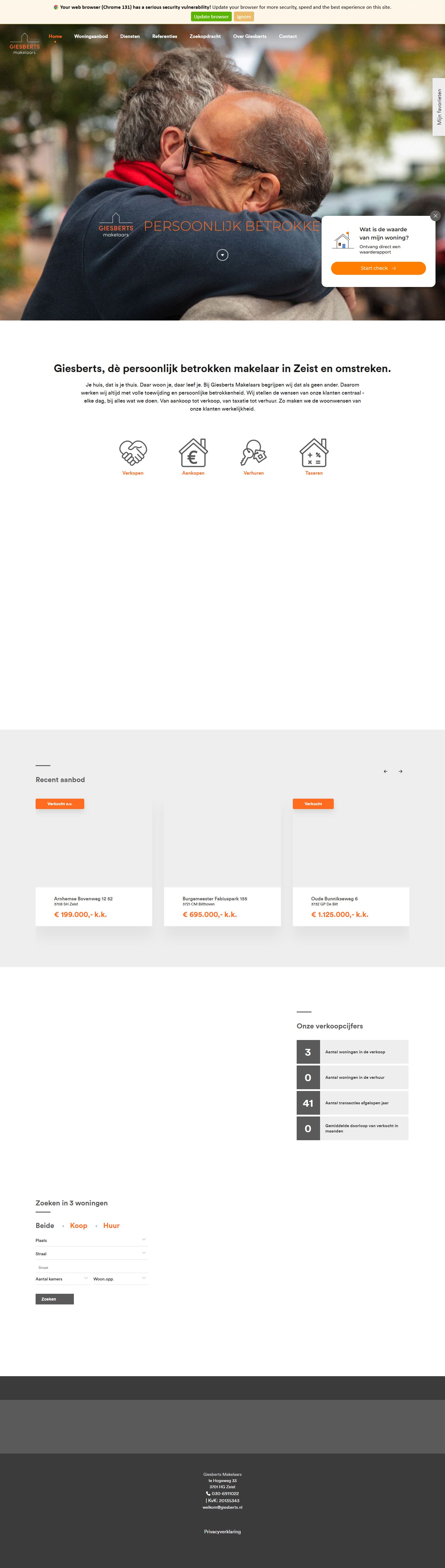 Screenshot van de website van www.giesberts.nl