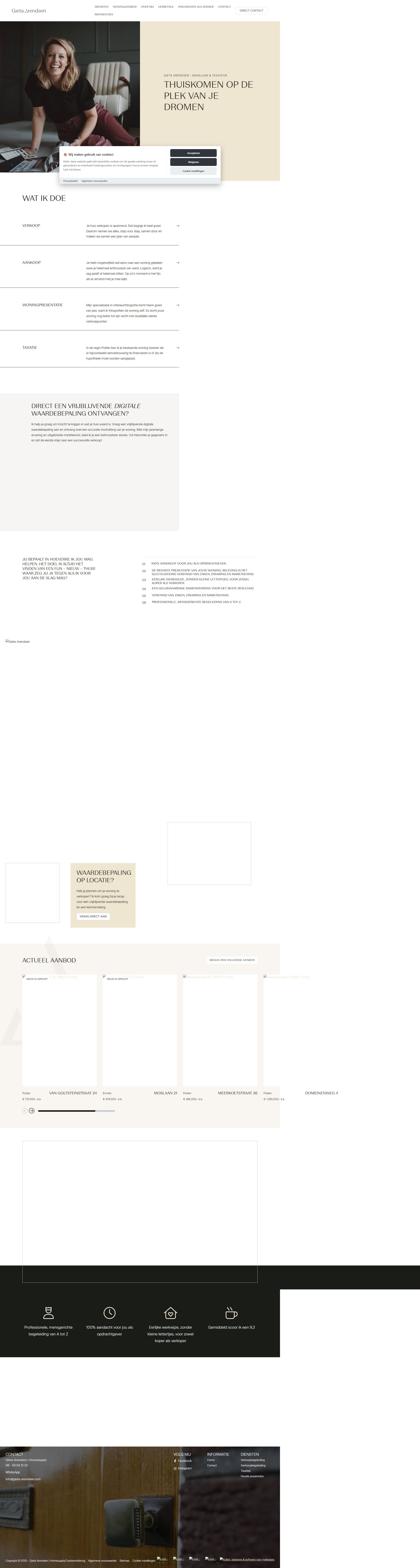 Screenshot van de website van www.gieta-arendsen.com