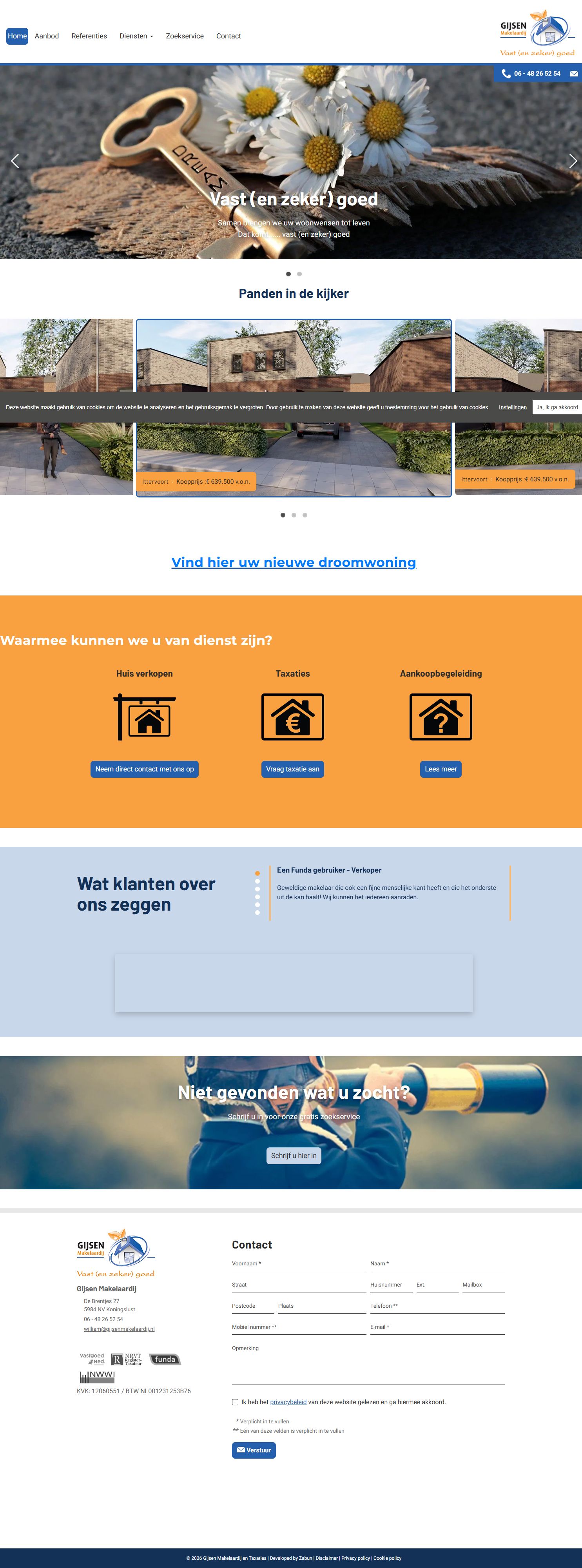 Screenshot van de website van www.gijsenmakelaardij.nl